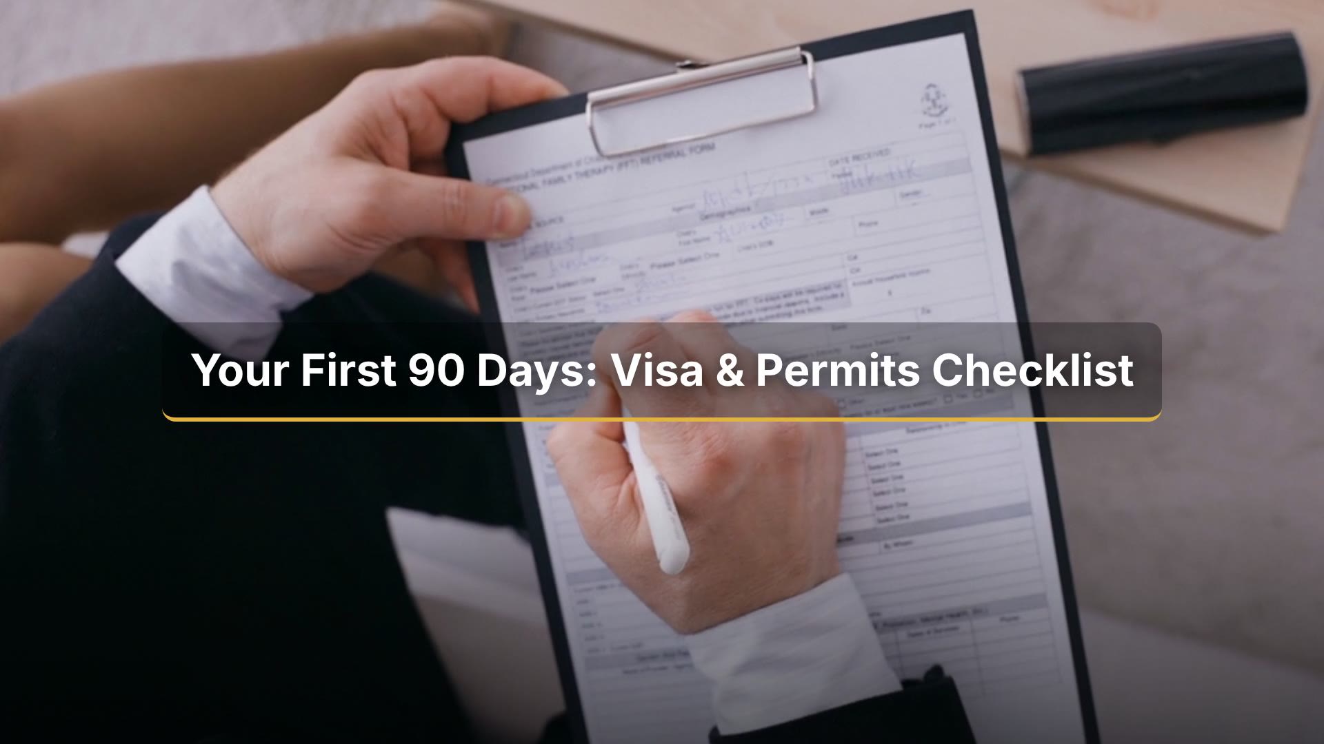 Person completing a residence document checklist on a clipboard