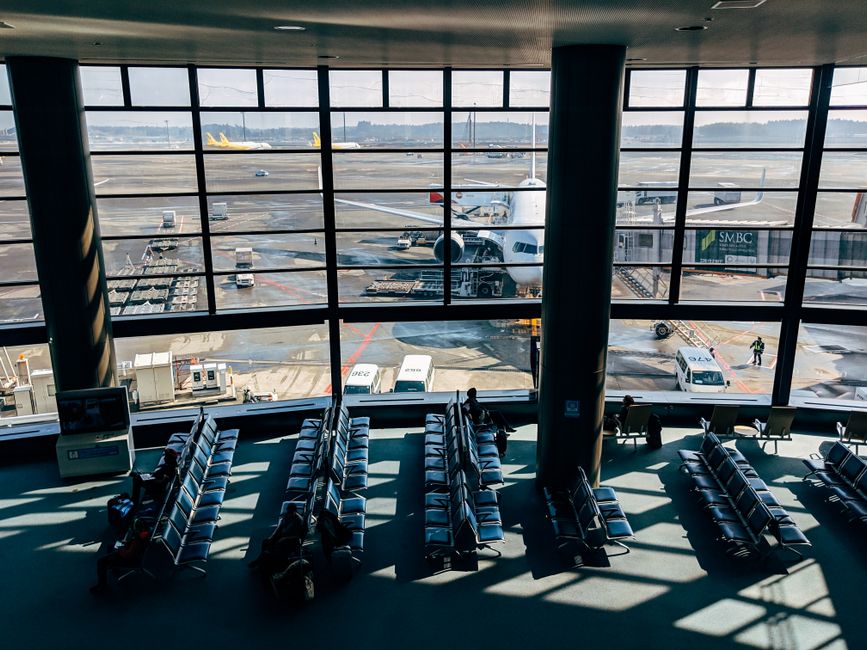 Passenger terminal overlooking aircraft at Tokyo airport