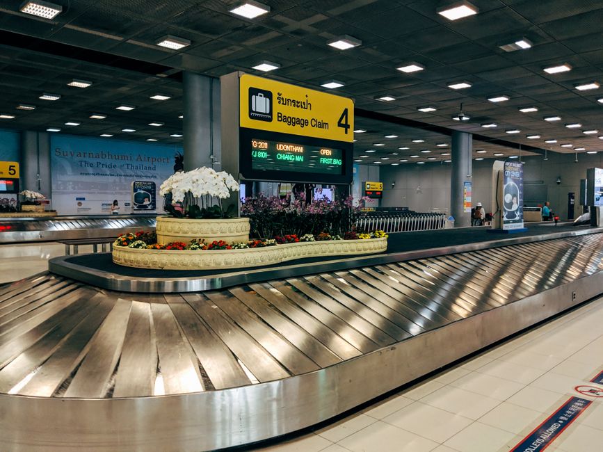 Baggage claim carousel at Suvarnabhumi Airport in Bangkok